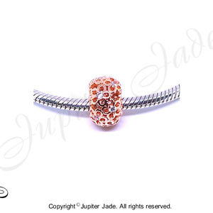 14kt Rose Gold Plated CZ Daisy Flower Clover Bracelet Charm - Pandora Style